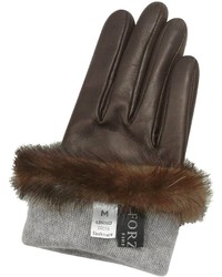 Forzieri Dark Brown Italian Nappa Leather Gloves Wmink Fur