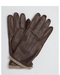All Gloves Dark Brown Leather And Cashmere Lined Gloves