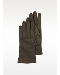 Moreschi Dark Brown Leather Gloves Wcashmere Lining