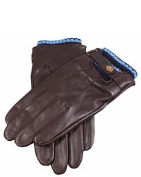 Dents Cashmere Cuff Leather Gloves Brown