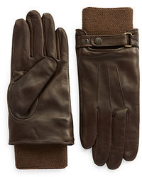 Black Brown 1826 Knit Cuff Leather Driving Gloves