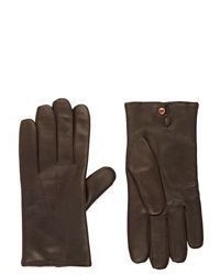 Barneys New York Leather Gloves Brown