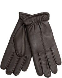 Grandoe Leather Gloves With Gathered Cuffs Plush Lining