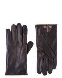 Barneys New York Nappa Leather Gloves Brown