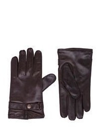 Barneys New York Snap Tab Leather Gloves Brown Size 85
