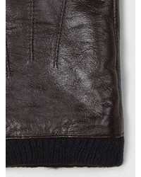 Topman Dark Brown Leather Touch Screen Gloves