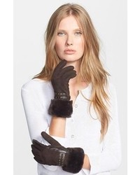 UGG Australia Fabrizia Leather Gloves Brown Medium
