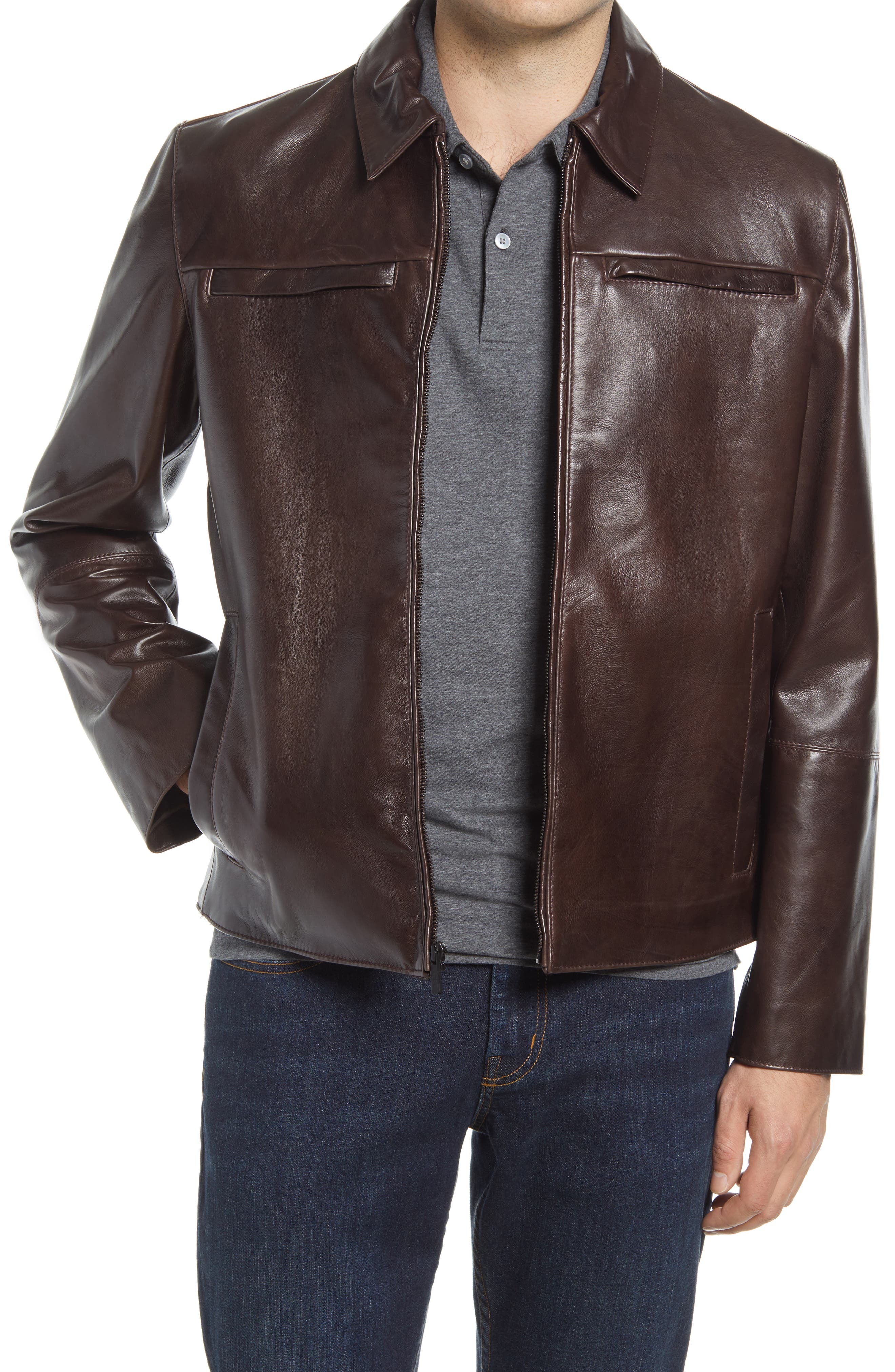 Cole Haan Leather Racer Jacket, $498 | Nordstrom | Lookastic