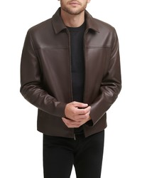 Cole Haan Smooth Lamb Leather Collared Jacket