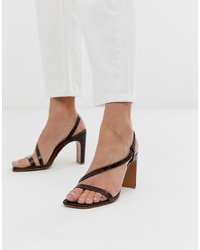 Other Stories Heeled Sandals With Detailing In Brown Croco