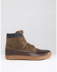 Aldo Divi Leather High Top Sneakers In Brown Leather