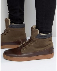 Aldo Divi Leather High Top Sneakers In Brown Leather