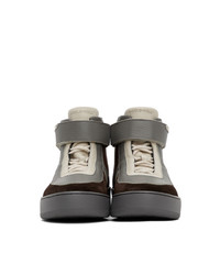 A-Cold-Wall* Brown And Grey Leather High Top Sneakers