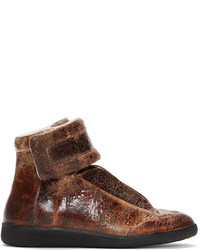 Maison Margiela Brown Brushed Leather Future Sneakers