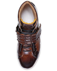 Fendi Croc Strap Wimbeldon High Top Sneaker Brown