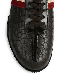 Bally Frendy Croc Embossed Leather High Top Sneakers