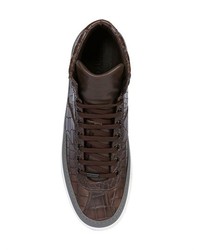 Jimmy Choo Croc Embossed Leather High Top Sneakers
