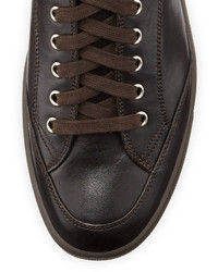 Bally Oldani Leather High Top Sneaker Dark Brown
