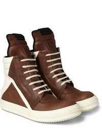 Rick Owens Panelled Leather High Top Sneakers