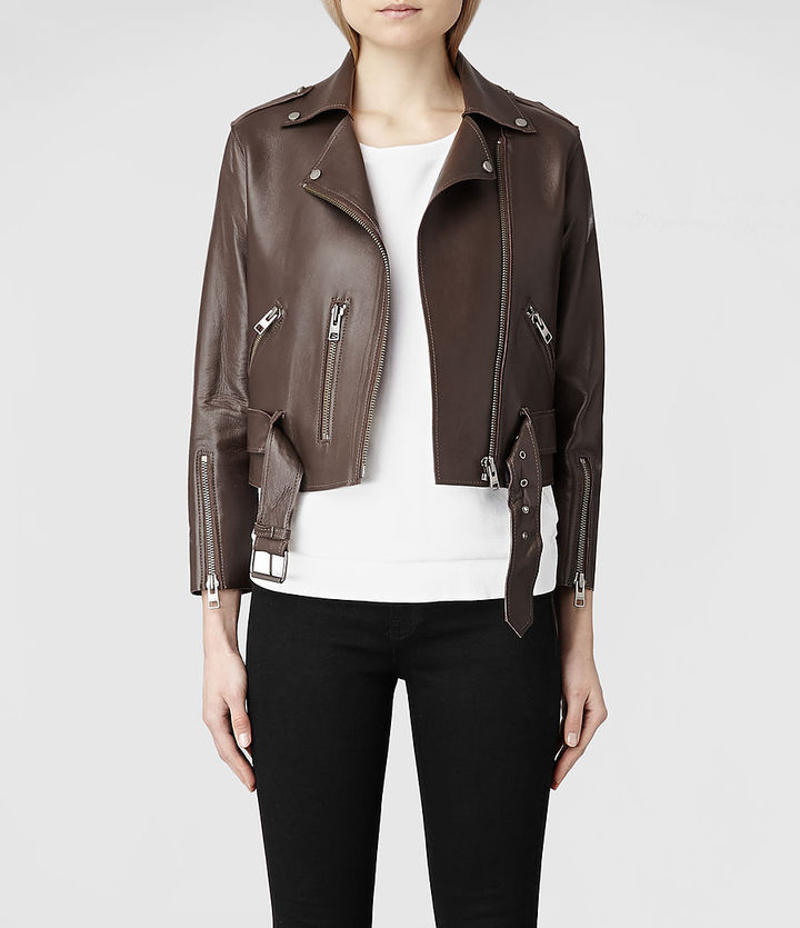 AllSaints Fleet Leather Biker Jacket, $1,085 | AllSaints | Lookastic