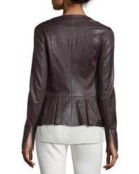 The Row Anasta Washed Leather Zip Front Jacket Port