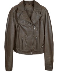 Forzieri Brown Leather Motocycle Jacket