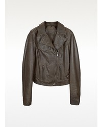 Forzieri Brown Leather Motocycle Jacket