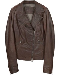 Forzieri Brown Leather Motorcycle Jacket