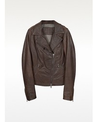Forzieri Brown Leather Motorcycle Jacket