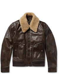 Belstaff Campbell Shearling Trimmed Leather Jacket