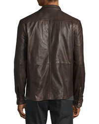 John Varvatos Star Usa Leather Shirt Jacket Dark Brown