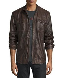 John Varvatos Star Usa Leather Shirt Jacket Dark Brown