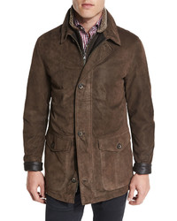 Peter Millar Steamboat Leather Jacket With Fur Lining