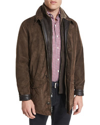 Peter Millar Steamboat Leather Jacket With Fur Lining