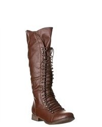Riverberry Georgia 35 Lace Up Military Knee High Boots Light Brown Size 6