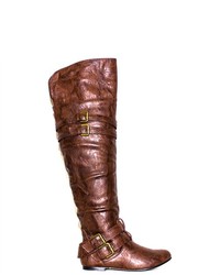Soho Girl Kaley Knee High Riding Boots In Brown