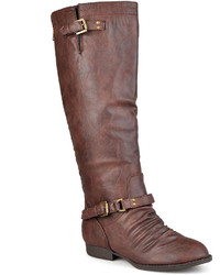 Journee Collection Stella Buckle Strap Knee High Wide Calf Riding Boots