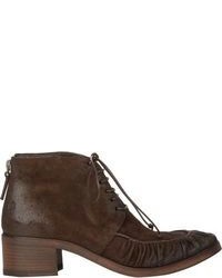 Dark Brown Leather Lace-up Ankle Boots