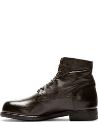 Officine Creative Dark Brown Leather Vertigo Ankle Boots