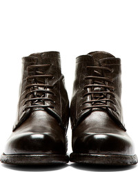 Officine Creative Dark Brown Leather Vertigo Ankle Boots