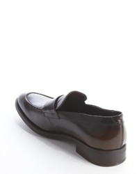 a. testoni Dark Chocolate Leather Penny Loafers