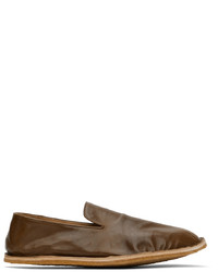 Dries Van Noten Brown Crinkled Leather Loafers