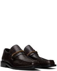 Ernest W. Baker Brown Croc Braided Chain Loafers