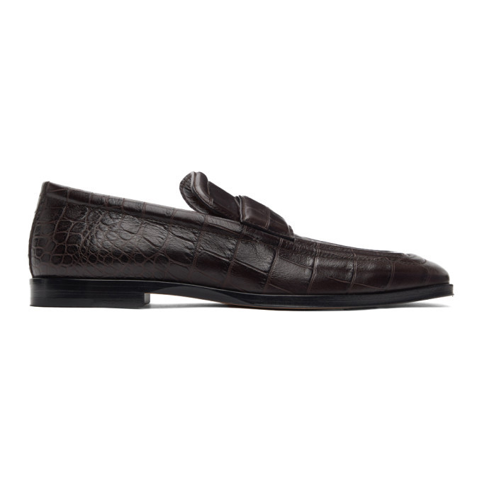 Bottega Veneta Brown Crocodile Loafers, $1,050 | SSENSE | Lookastic