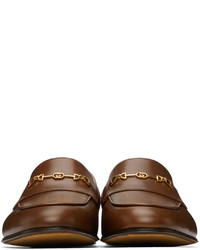 Gucci Brown Interlocking G Horsebit Loafers