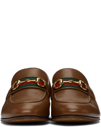 Gucci Brown Web Horsebit Loafers
