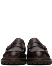 Brunello Cucinelli Burgundy Leather Lug Sole Penny Loafers