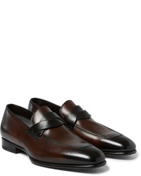 Tom Ford Burnished Leather Penny Loafers