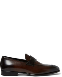 Tom Ford Burnished Leather Penny Loafers