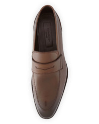 Ermenegildo Zegna Calfskin Penny Loafer Brown